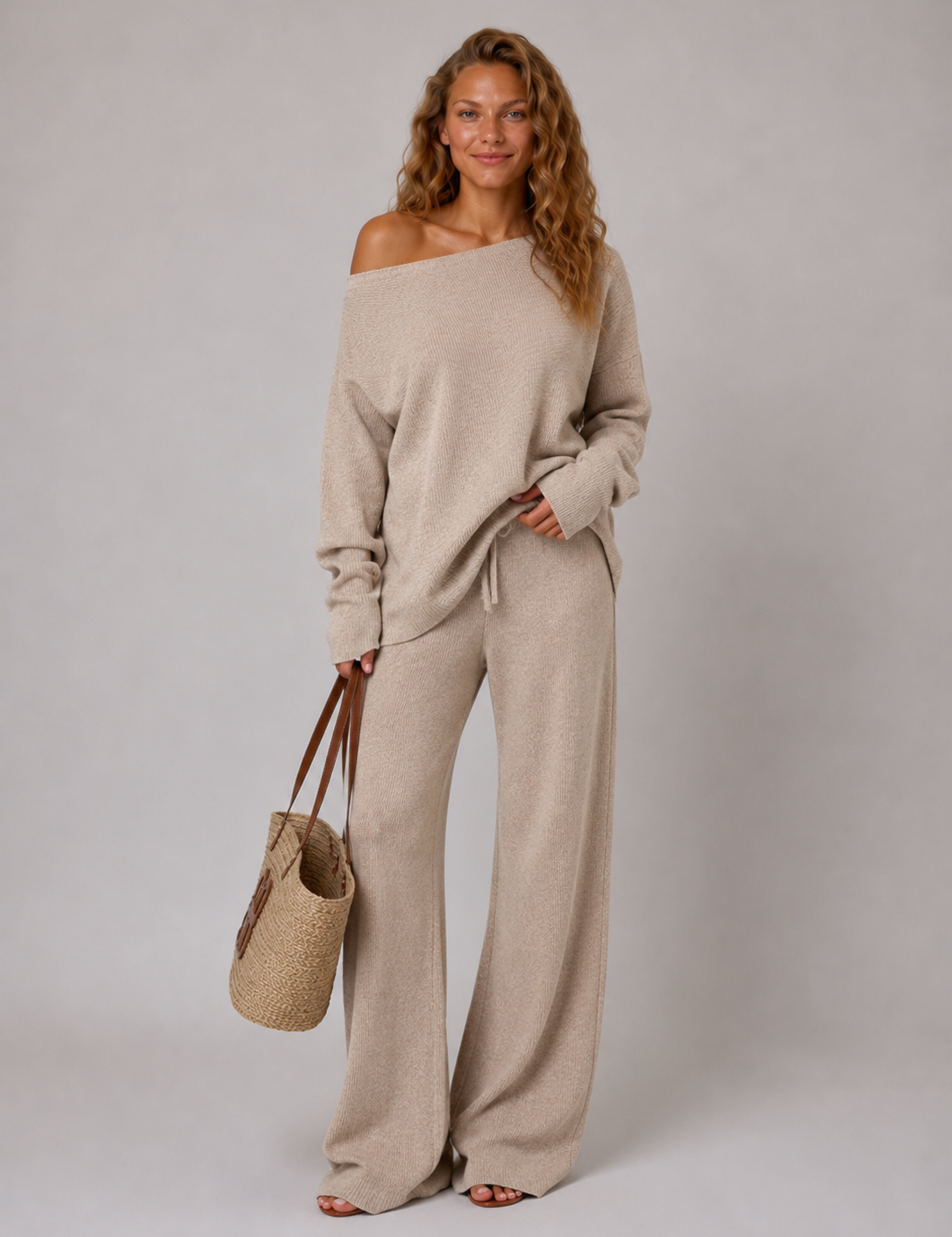 Off-Shoulder Knit Lounge Set - Sophie