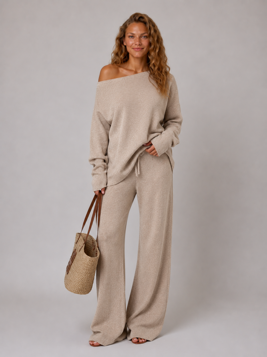 Off-Shoulder Knit Lounge Set - Sophie