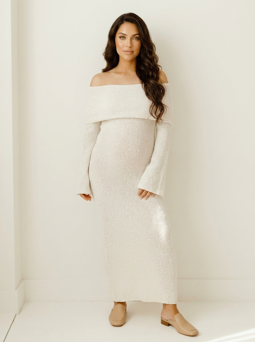 Off-Shoulder Maternity Maxi Dress - Seraphina