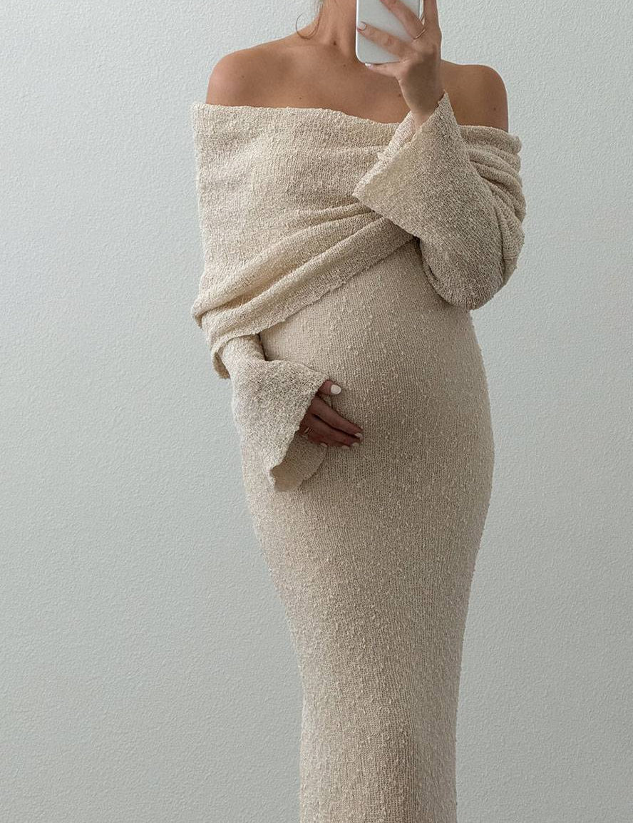 Off-Shoulder Maternity Maxi Dress - Seraphina