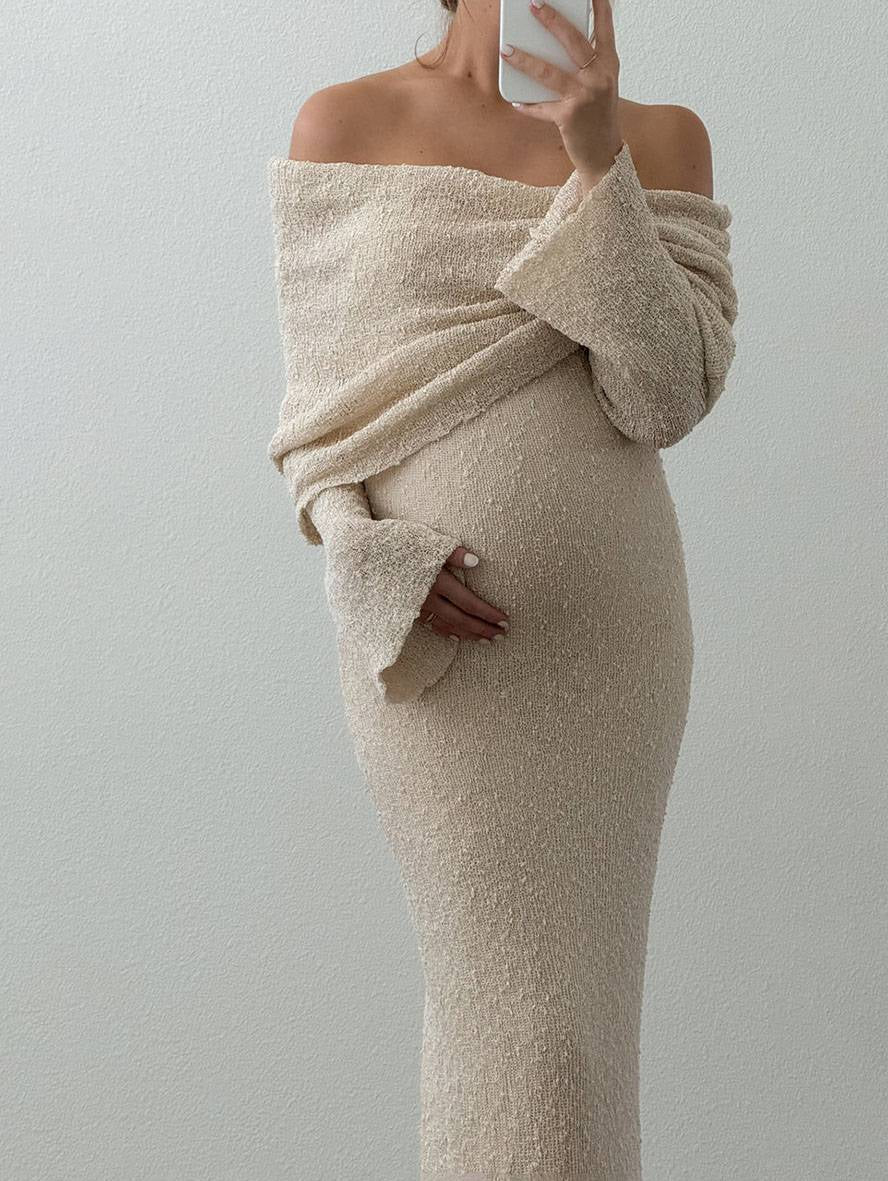 Off-Shoulder Maternity Maxi Dress - Seraphina