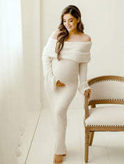 Off-Shoulder Maternity Maxi Dress - Seraphina