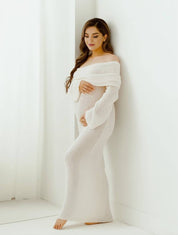 Off-Shoulder Maternity Maxi Dress - Seraphina