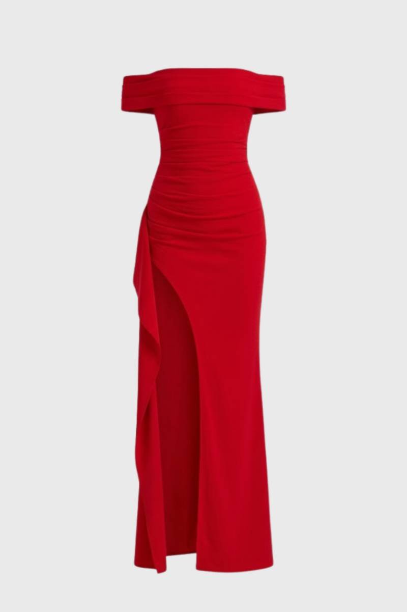 Off-Shoulder Maxi Dress with Elegant Split - Victoria