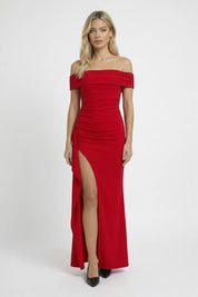 Off-Shoulder Maxi Dress with Elegant Split - Victoria