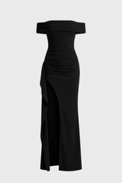 Off-Shoulder Maxi Dress with Elegant Split - Victoria