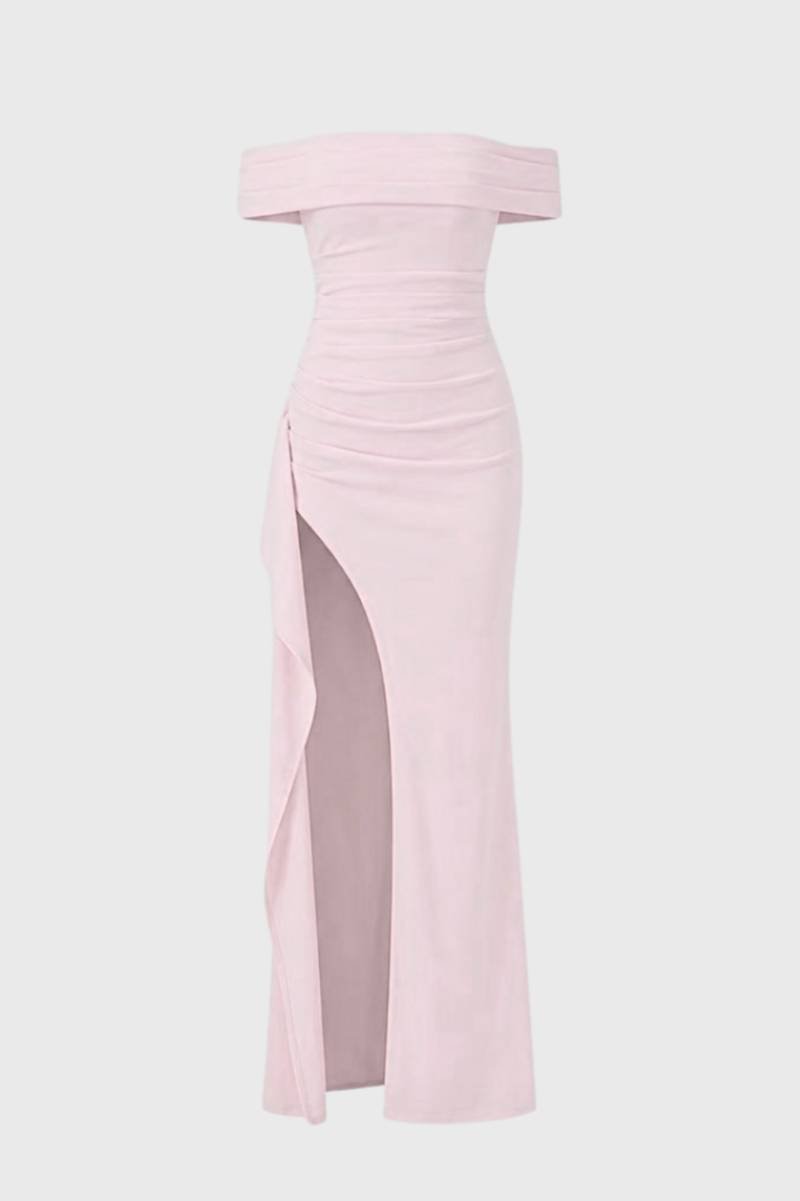 Off-Shoulder Maxi Dress with Elegant Split - Victoria