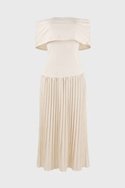 Off-Shoulder Pleated Midi Dress – Celeste