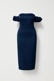 Off-the-Shoulder Midi Dress with Puff Sleeves - Valentina