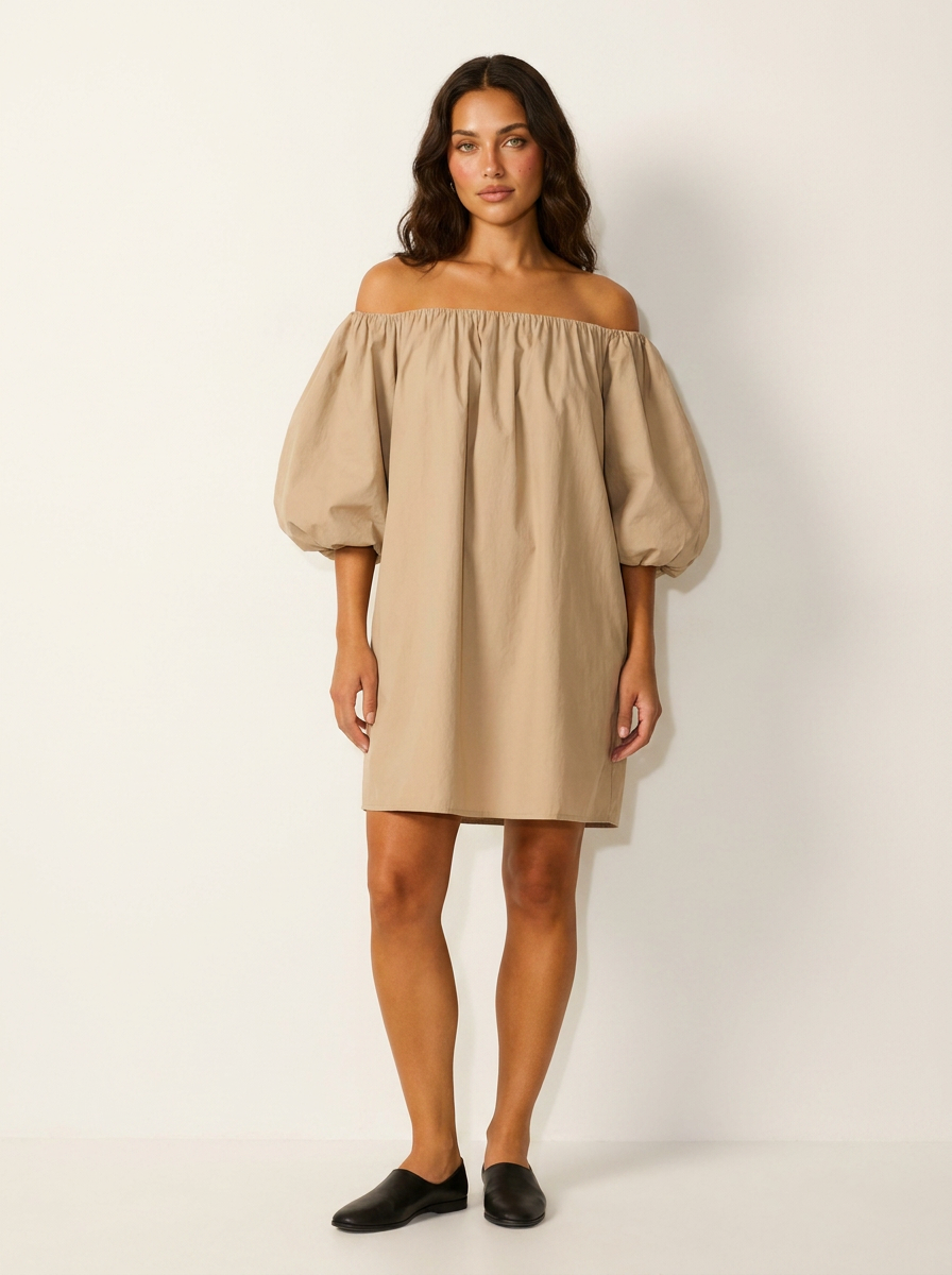 Off-the-Shoulder Mini Dress with Puff Sleeves - Sophia