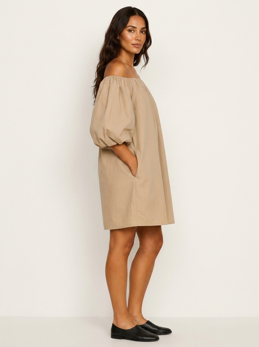 Off-the-Shoulder Mini Dress with Puff Sleeves - Sophia