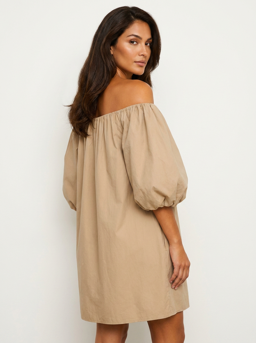 Off-the-Shoulder Mini Dress with Puff Sleeves - Sophia