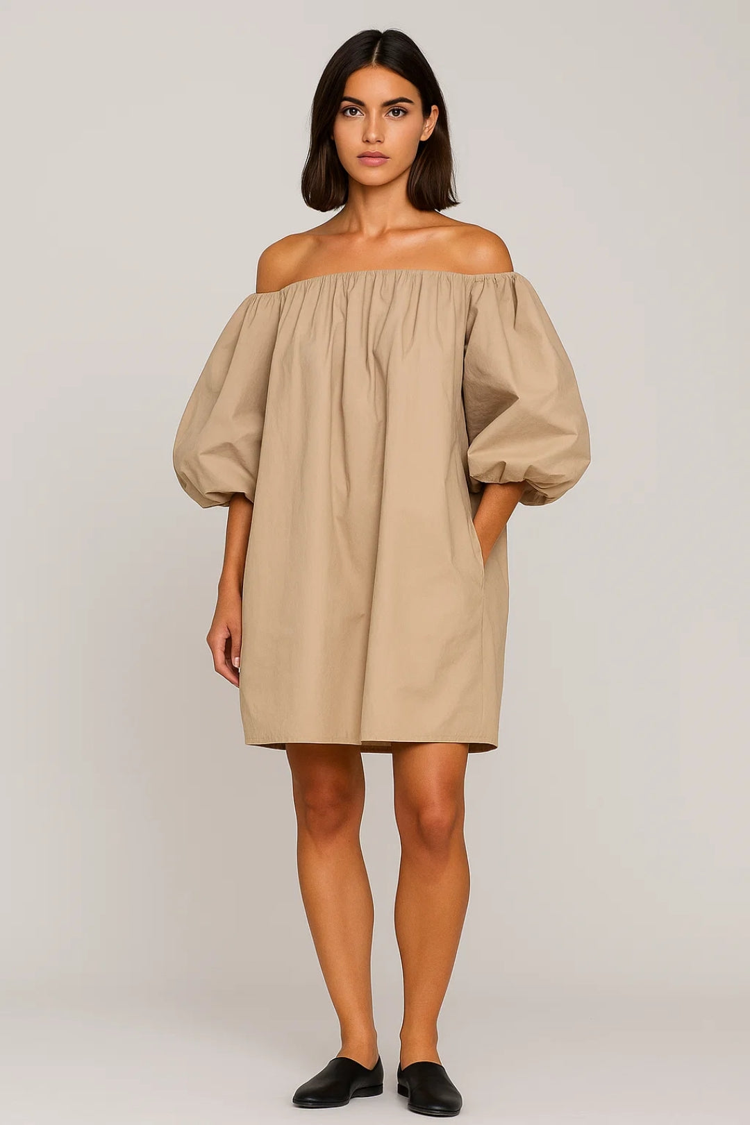 Off-the-Shoulder Mini Dress with Puff Sleeves - Sophia