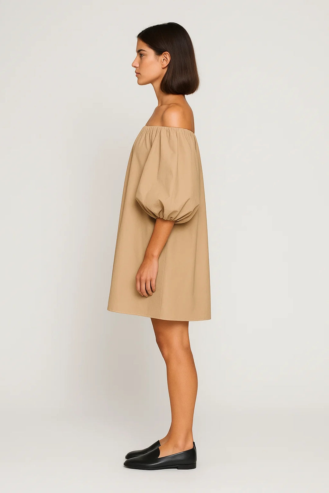 Off-the-Shoulder Mini Dress with Puff Sleeves - Sophia