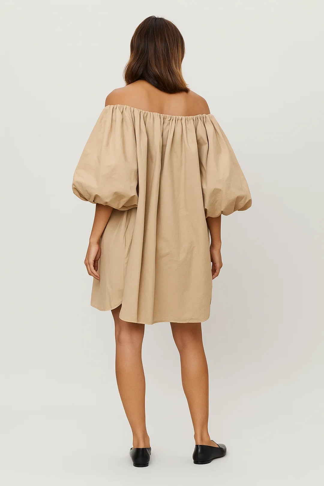 Off-the-Shoulder Mini Dress with Puff Sleeves - Sophia