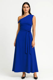 One-shoulder maxi dress with a waist belt - Celeste