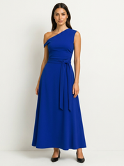 One-shoulder maxi dress with a waist belt - Celeste