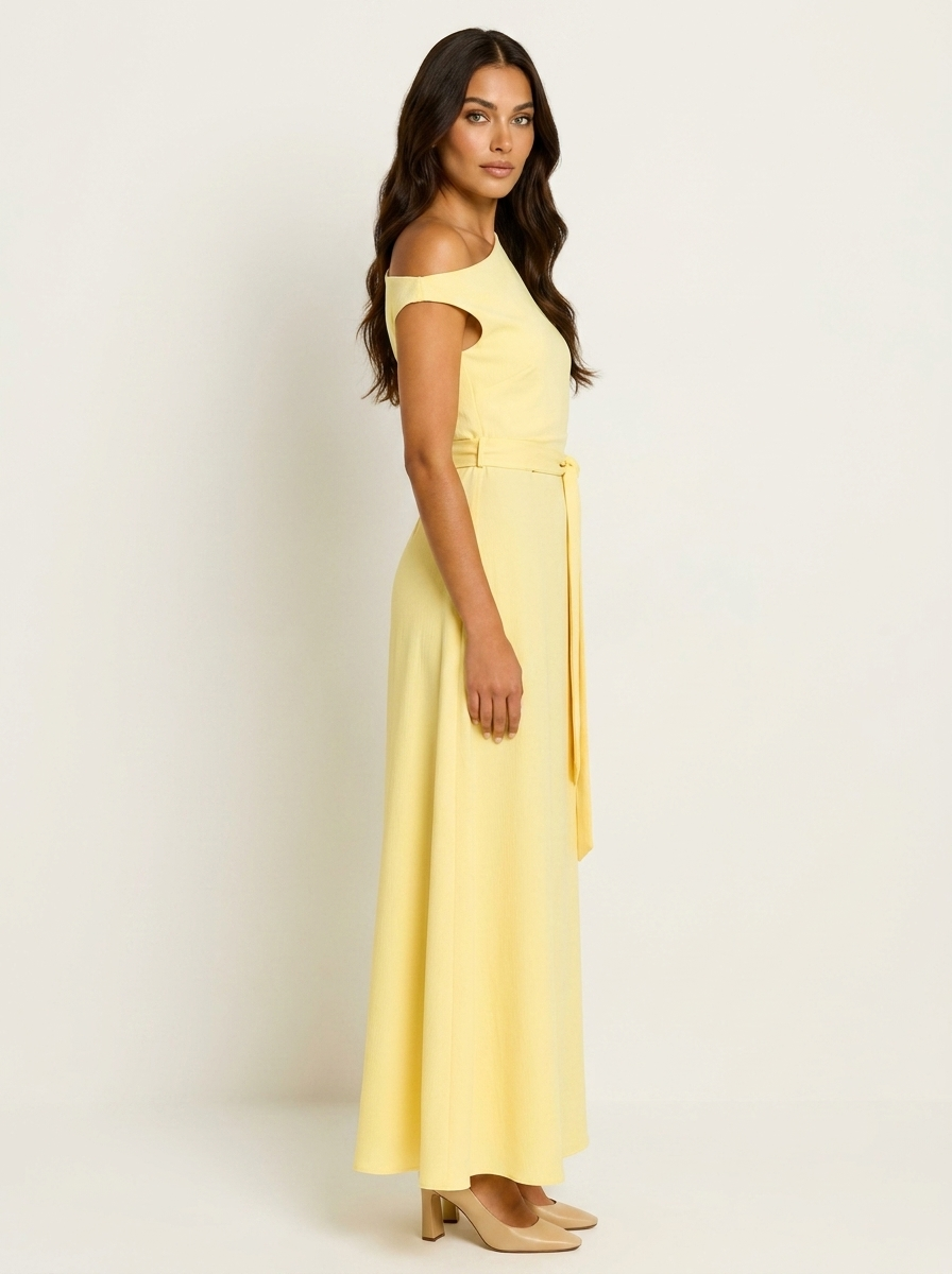 One-shoulder maxi dress with a waist belt - Celeste