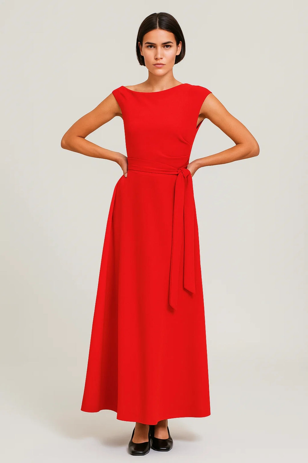One-shoulder maxi dress with a waist belt - Celeste
