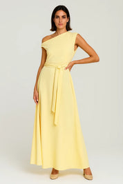One-shoulder maxi dress with a waist belt - Celeste