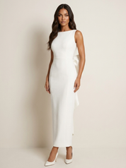 Open Back Midi Dress with Statement Bow - Celeste