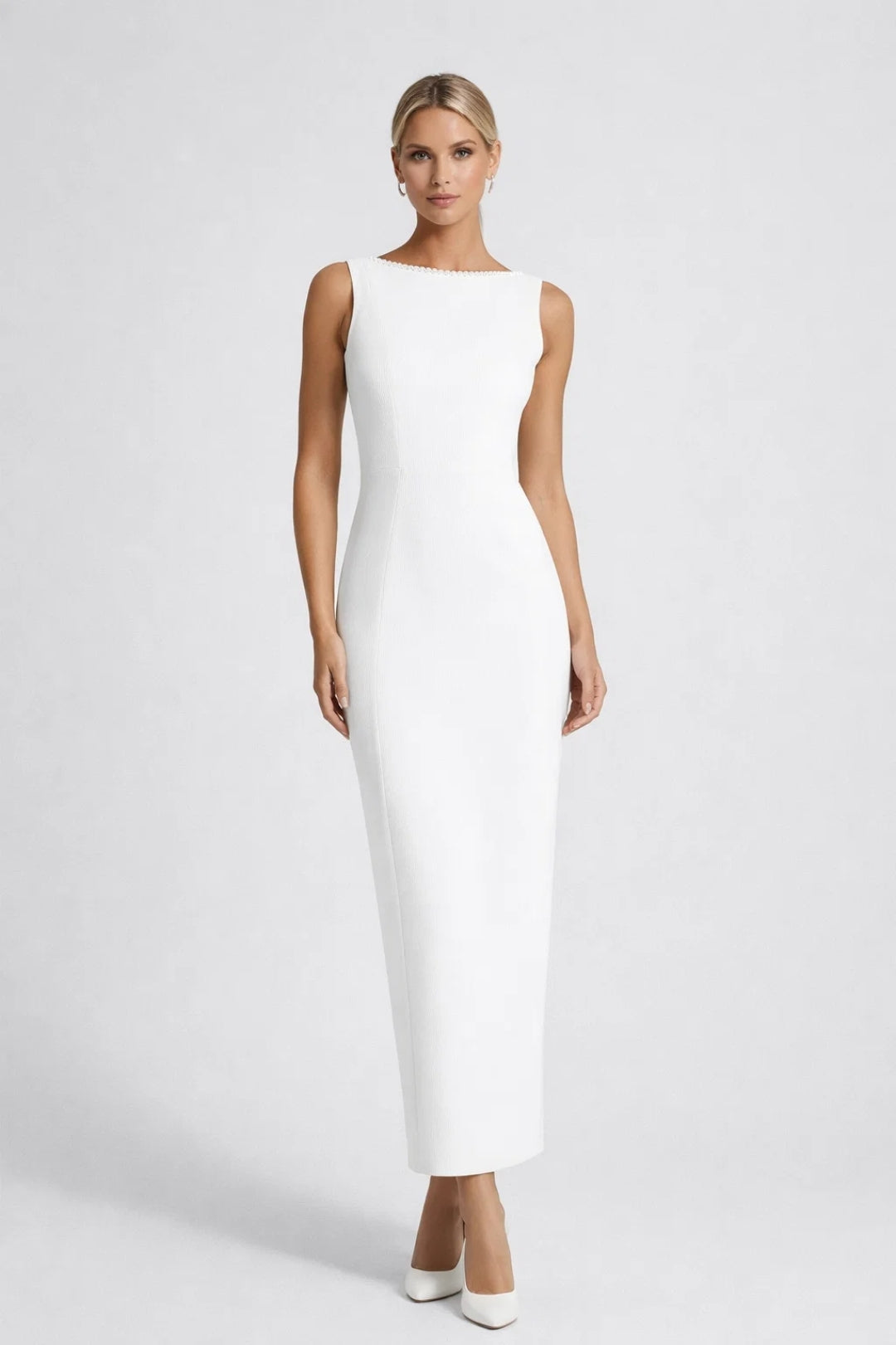 Open Back Midi Dress with Statement Bow - Celeste
