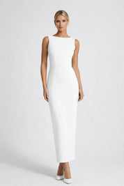 Open Back Midi Dress with Statement Bow - Celeste