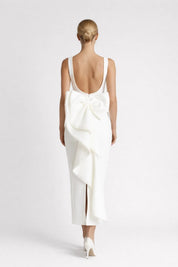 Open Back Midi Dress with Statement Bow - Celeste