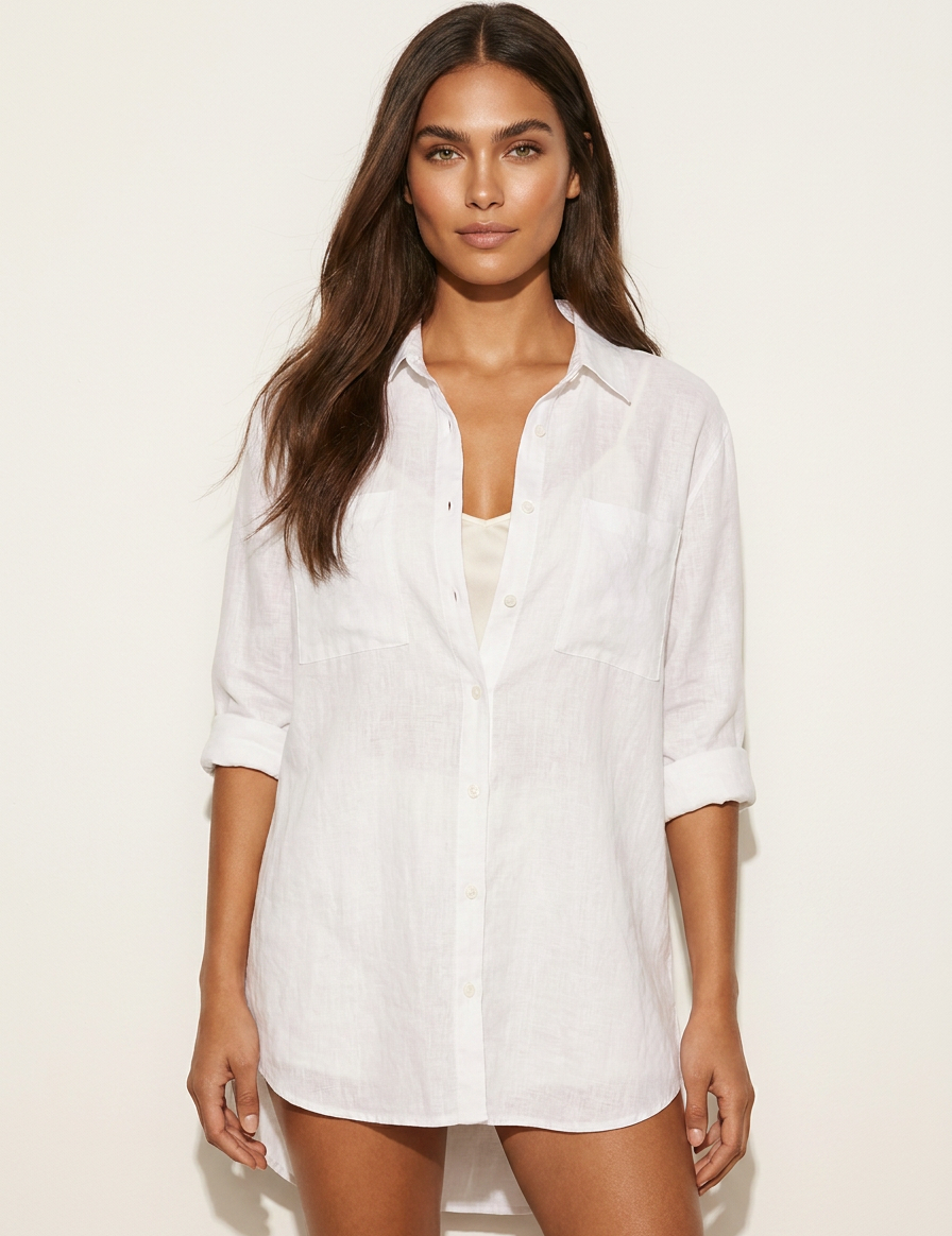 Oversized Shirt with Chest Pockets - Sabrina