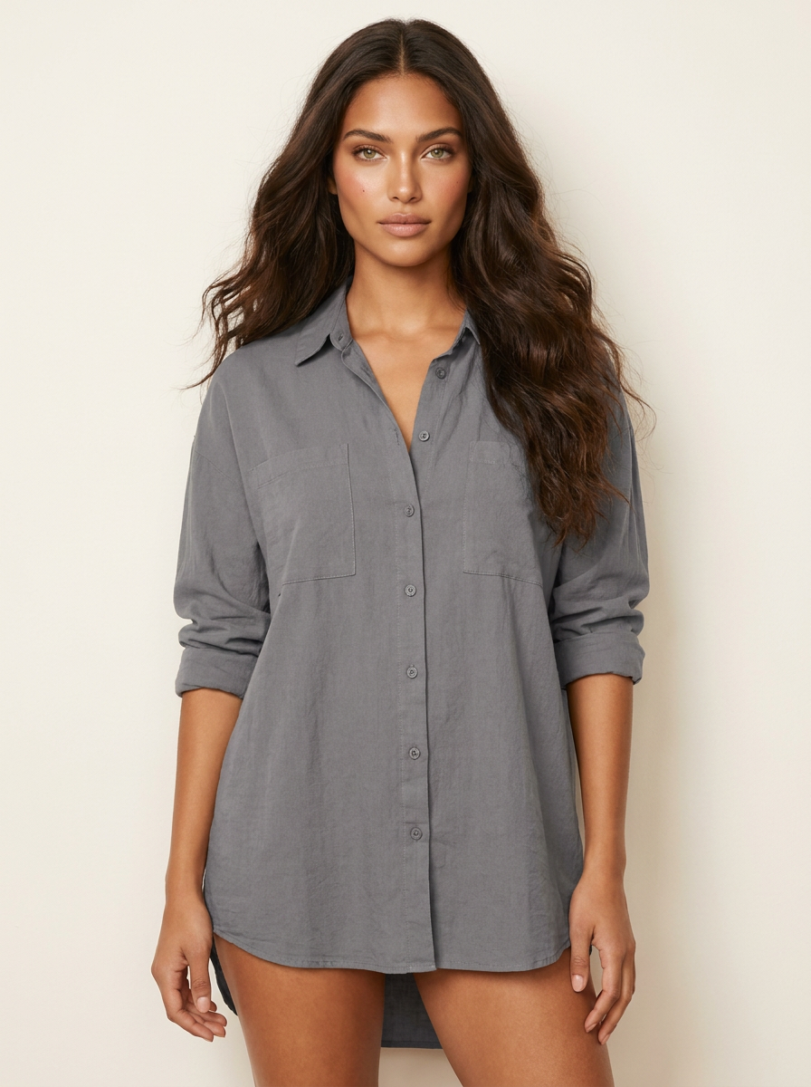 Oversized Shirt with Chest Pockets - Sabrina