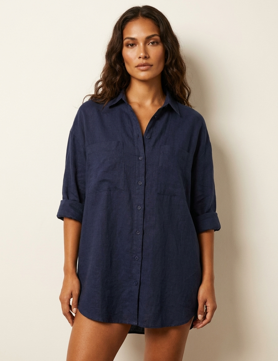 Oversized Shirt with Chest Pockets - Sabrina