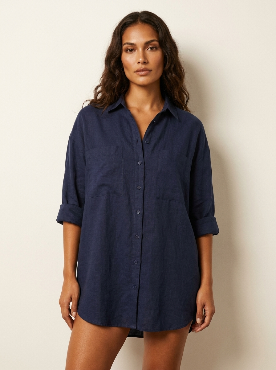 Oversized Shirt with Chest Pockets - Sabrina