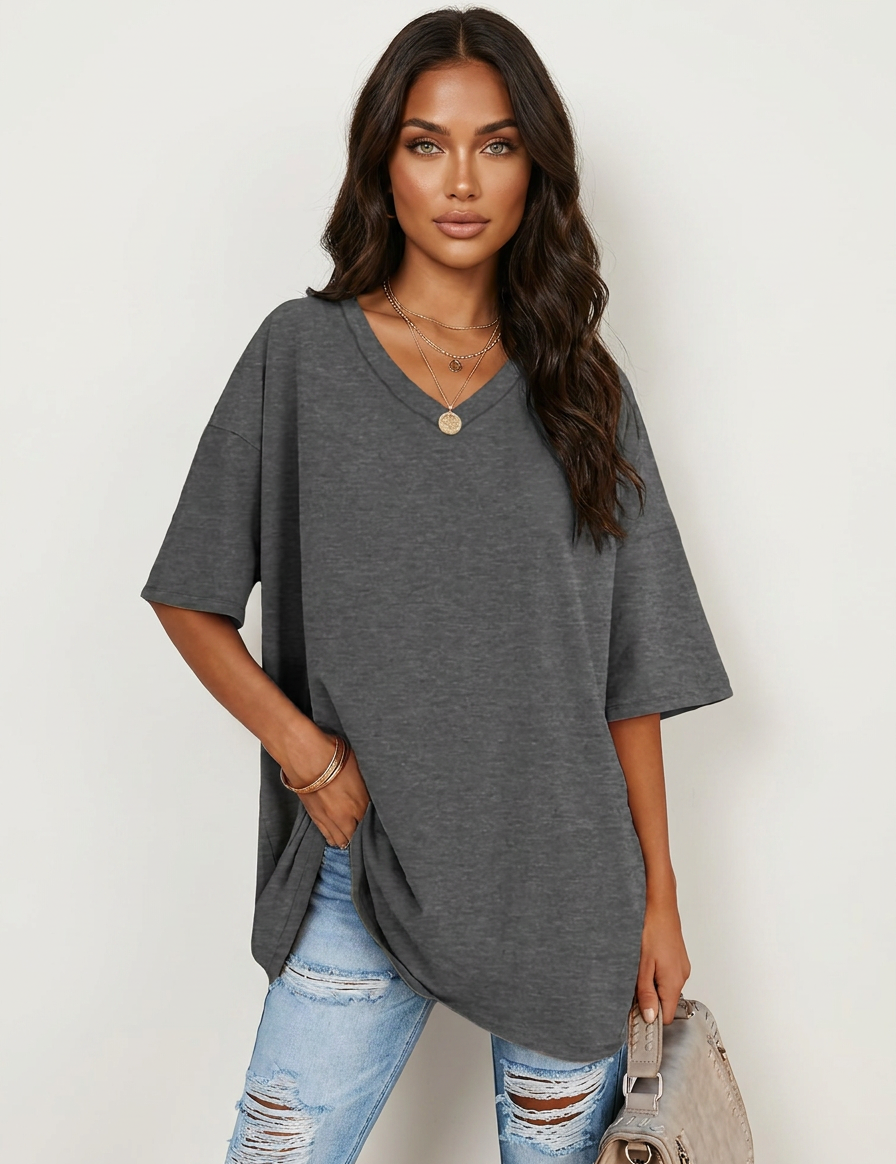 Oversized V-Neck T-Shirt - Sophie