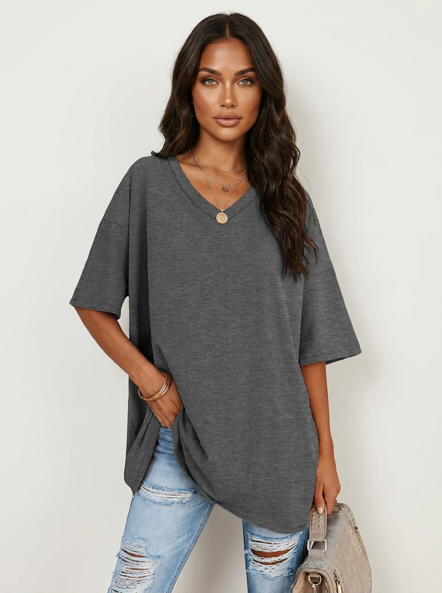 Oversized V-Neck T-Shirt - Sophie