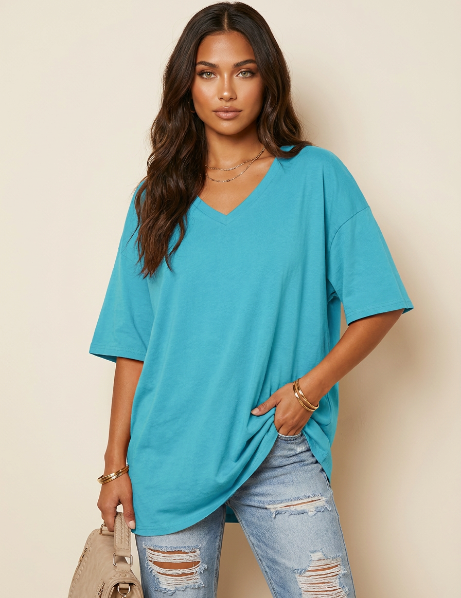 Oversized V-Neck T-Shirt - Sophie