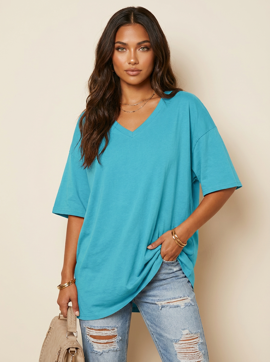 Oversized V-Neck T-Shirt - Sophie
