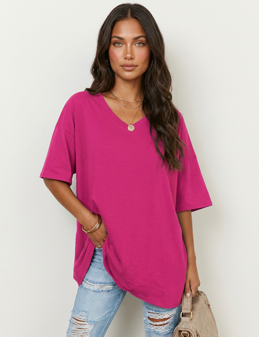 Oversized V-Neck T-Shirt - Sophie