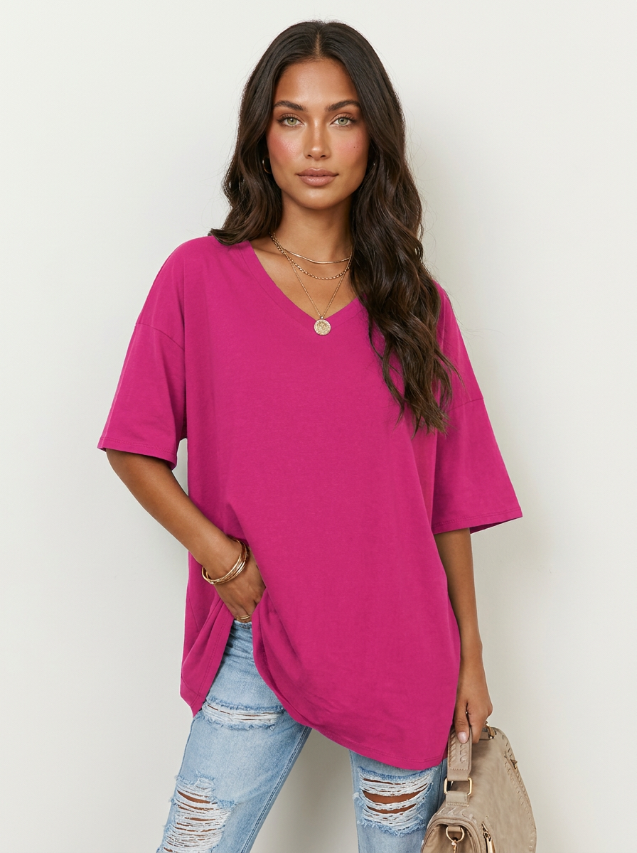 Oversized V-Neck T-Shirt - Sophie