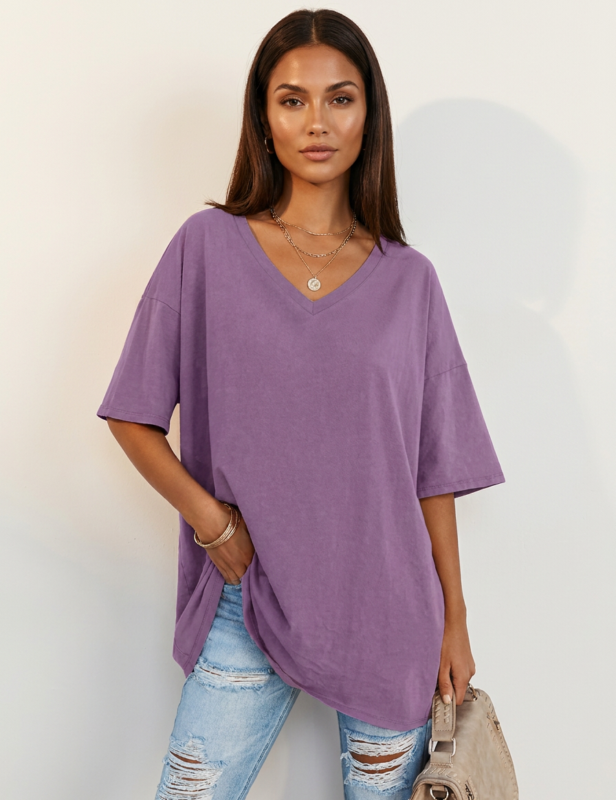 Oversized V-Neck T-Shirt - Sophie