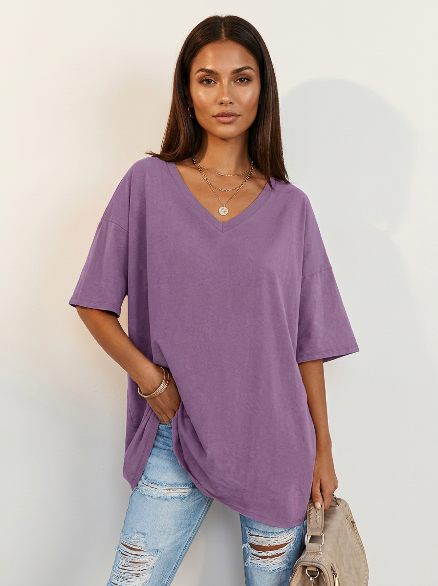 Oversized V-Neck T-Shirt - Sophie