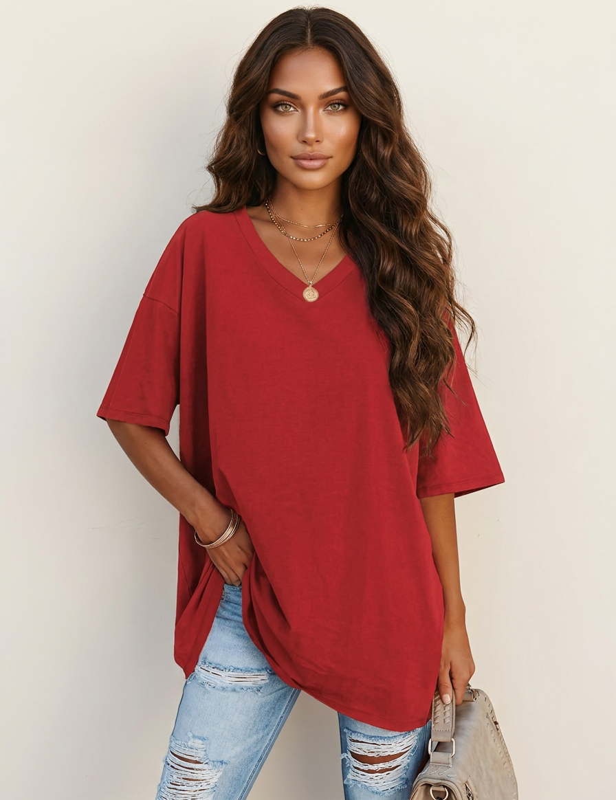 Oversized V-Neck T-Shirt - Sophie