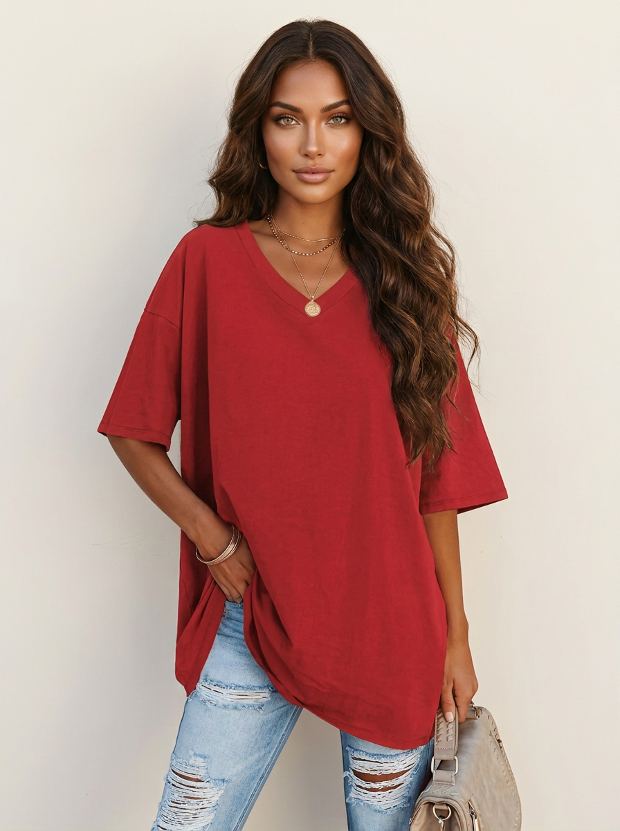 Oversized V-Neck T-Shirt - Sophie
