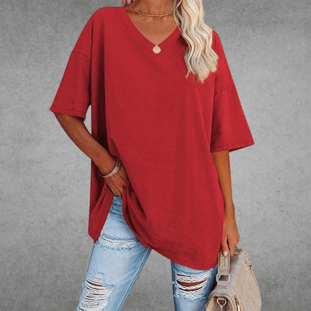 Oversized V-Neck T-Shirt - Sophie