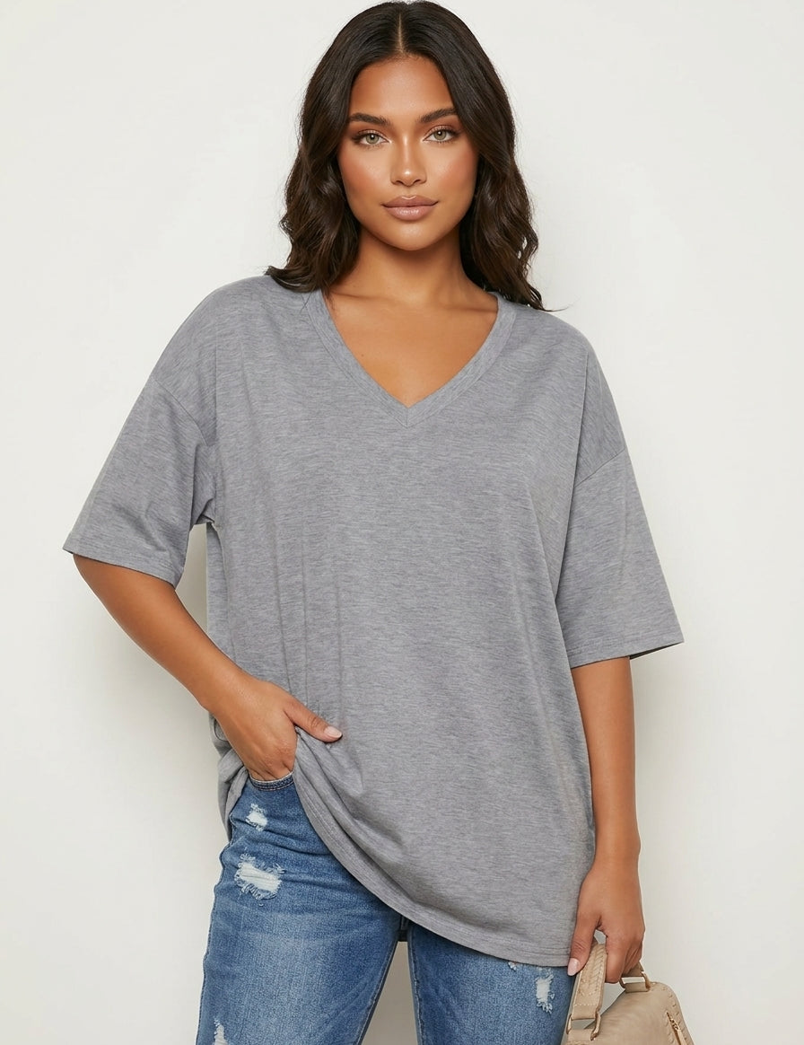 Oversized V-Neck T-Shirt - Sophie