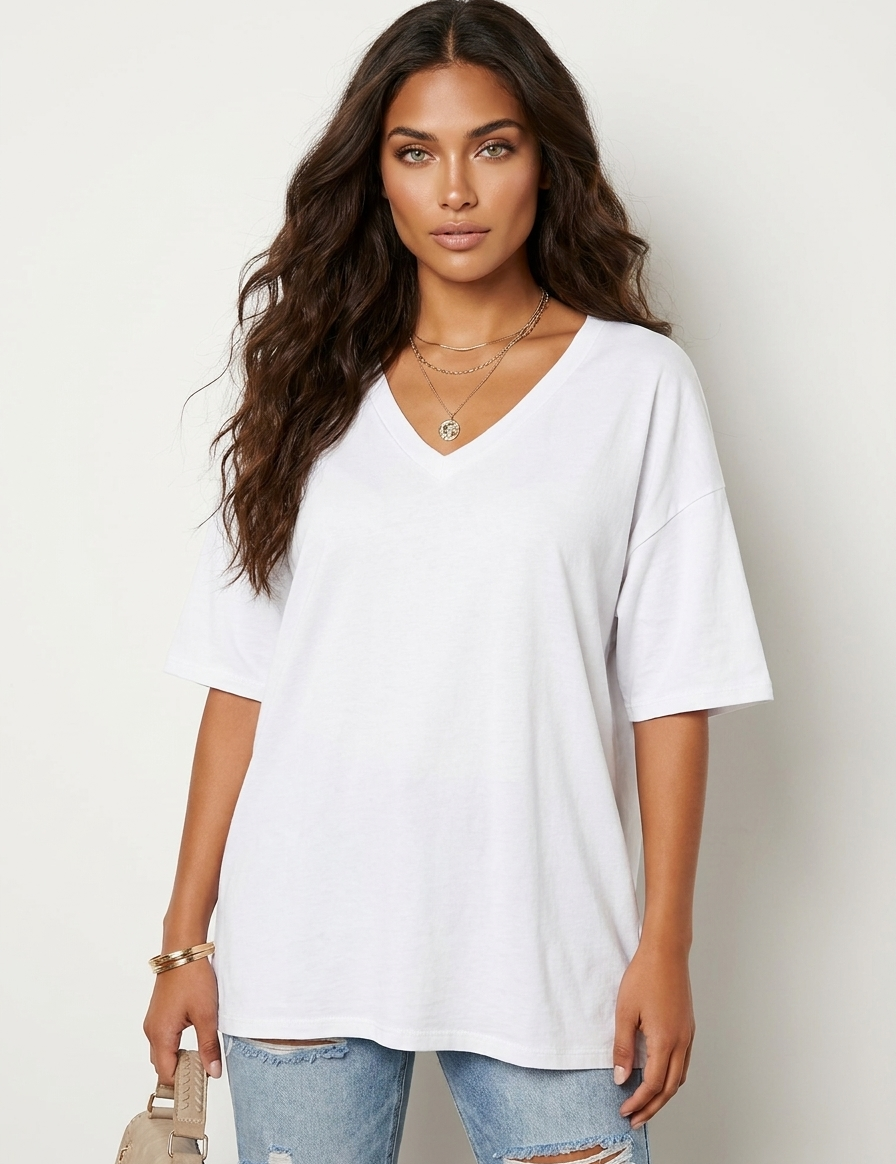 Oversized V-Neck T-Shirt - Sophie