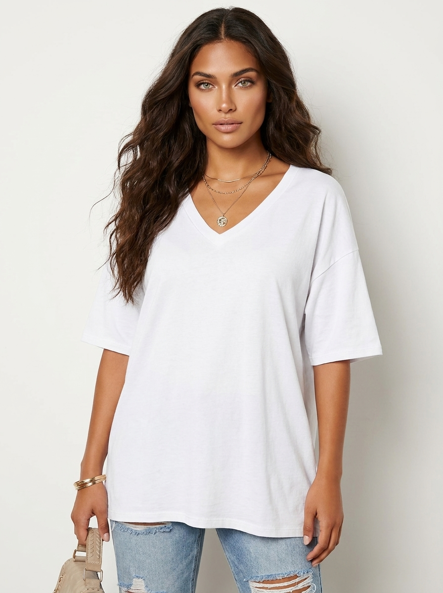 Oversized V-Neck T-Shirt - Sophie