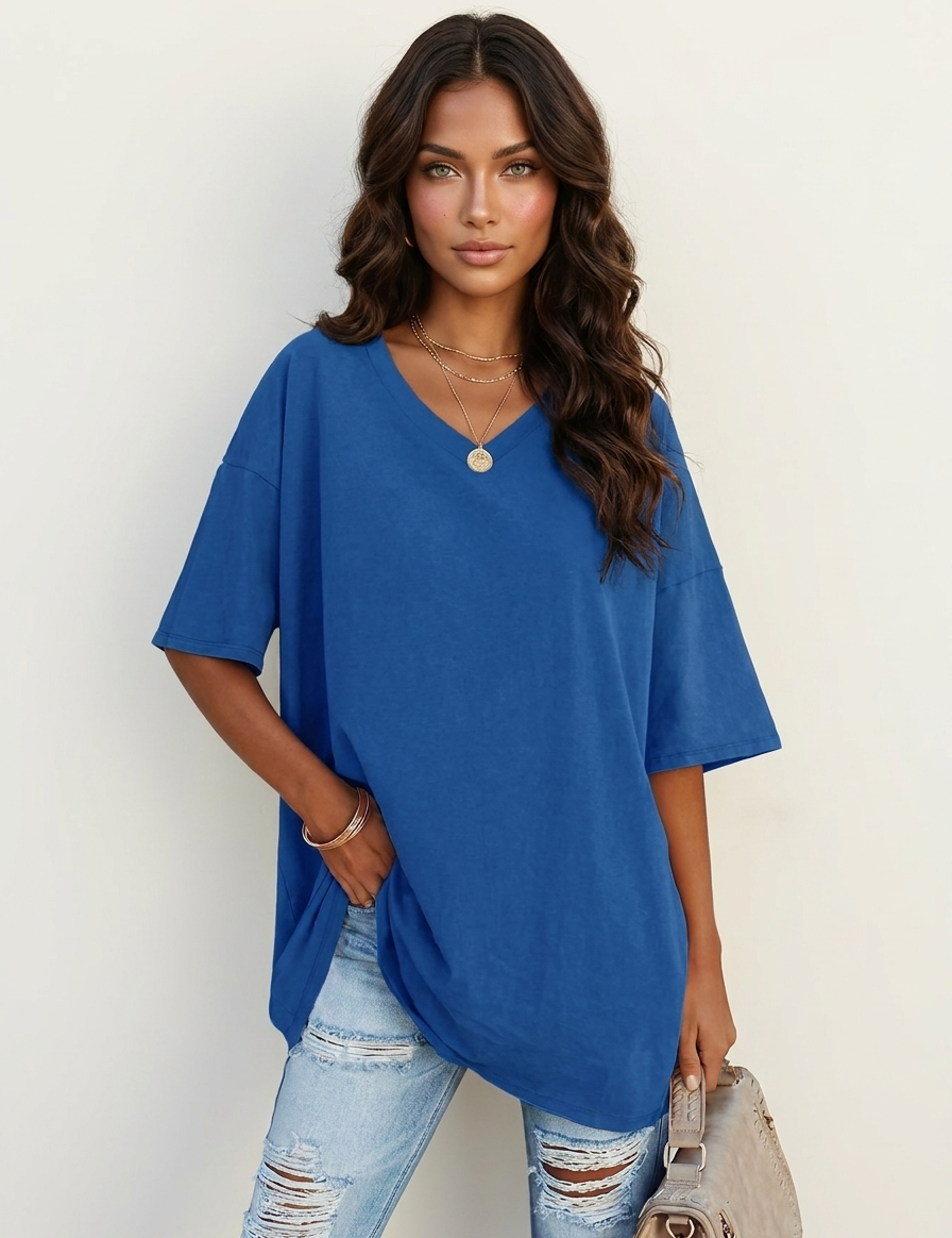 Oversized V-Neck T-Shirt - Sophie