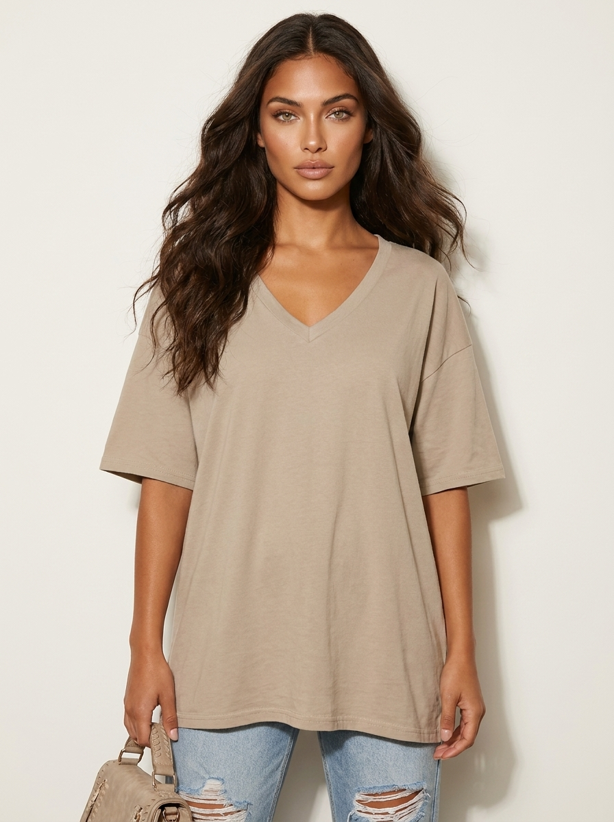 Oversized V-Neck T-Shirt - Sophie