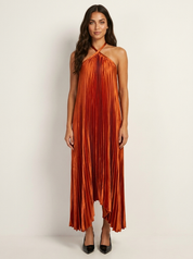 Pleated Halter Maxi Dress - Serena