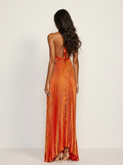 Pleated Halter Maxi Dress - Serena